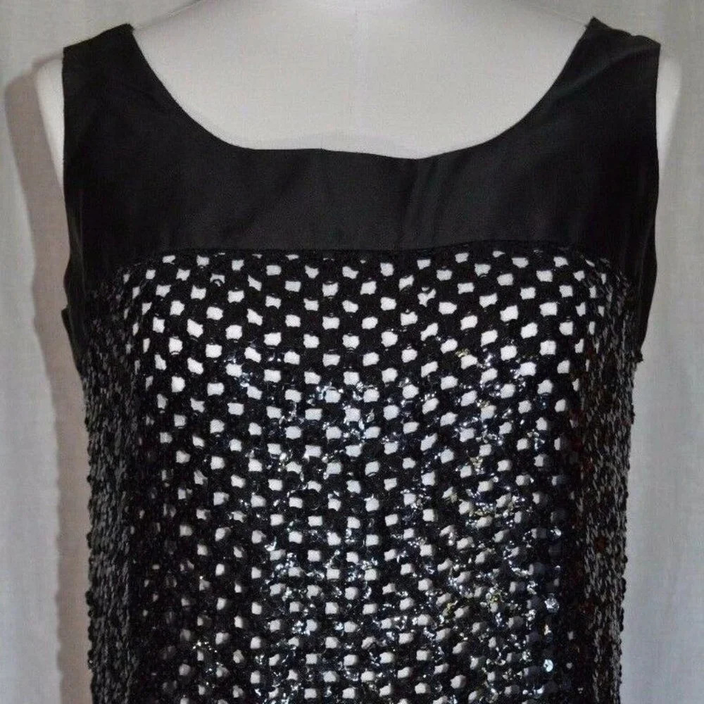 1960's Black Satin Trim Sequin See Thru Top
